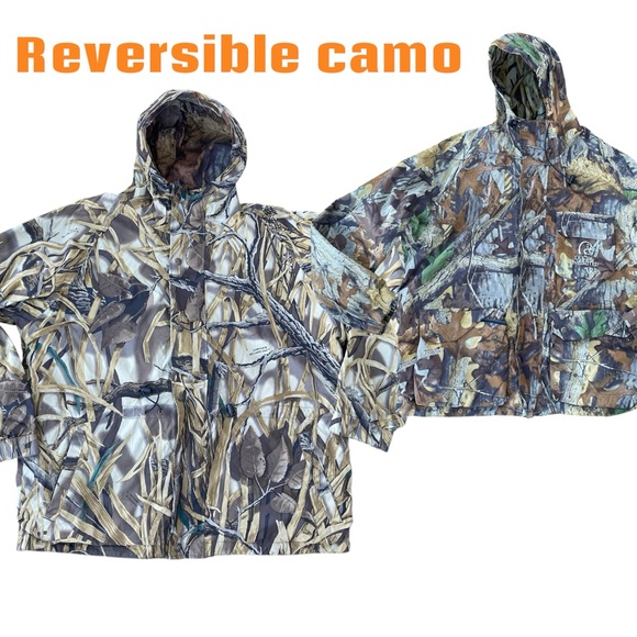 Ducks Unlimited GoreTex Teflon REVERSIBLE Hunting Jacket L XL Wetland/Timber - Picture 2 of 15